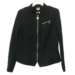 Anne Klein Black Zip Blazer Jacket Work Career Professional size S